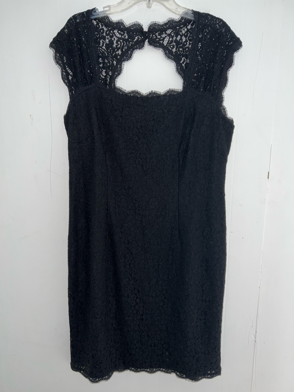 Adrianna Papell Black Lace Keyhole Mini Dress Size 16W 0412267